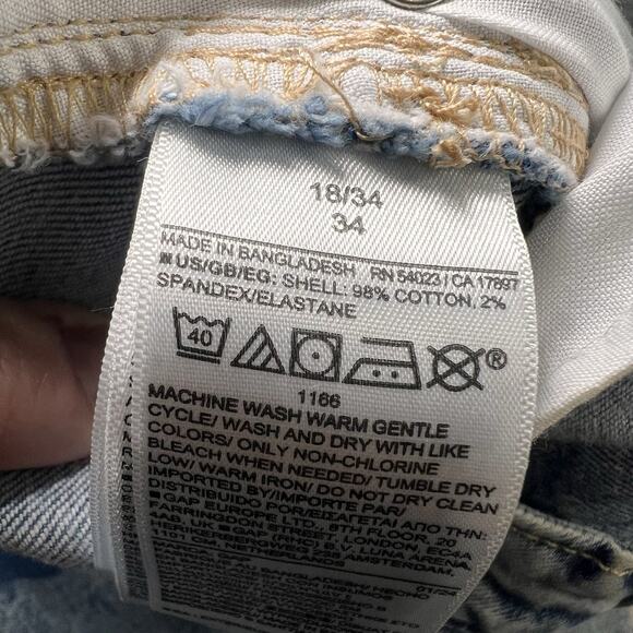 GAP Denim Midi Skirt Plus Size 18 / 34 Blue Light Wash Color Block Cotton Casual - Picture 12 of 13